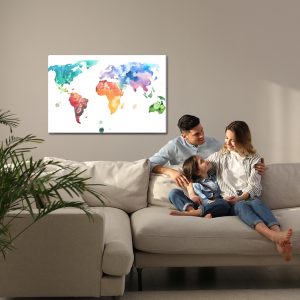Peinture sur toile Carte Du Monde À L'aquarelle – Image 7