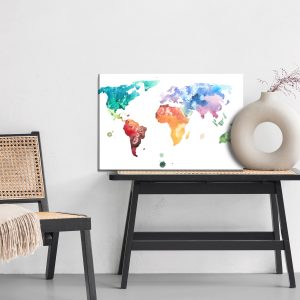 Peinture sur toile Carte Du Monde À L'aquarelle – Image 6