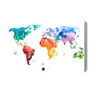 Peinture sur toile Carte Du Monde À L'aquarelle – Image 2