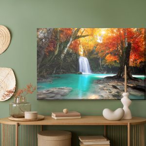 Peinture sur toile Cascade Dans La Forêt D'automne 3D – Image 5