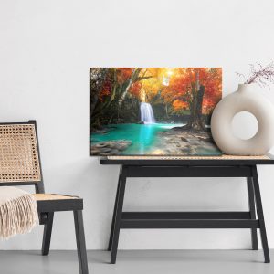 Peinture sur toile Cascade Dans La Forêt D'automne 3D – Image 6