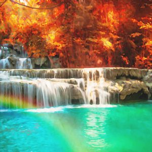 Peinture sur toile Cascade Peinte À L'aquarelle – Image 1