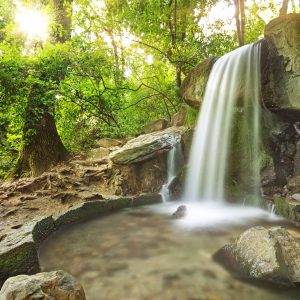 Peinture sur toile Cascade Dans La Forêt 3D – Image 1