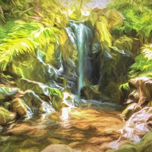 Peinture sur toile Une Cascade Dans La Jungle Comme Une Cascade Peinte – Image 1