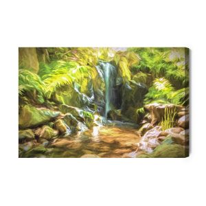 Peinture sur toile Une Cascade Dans La Jungle Comme Une Cascade Peinte – Image 2