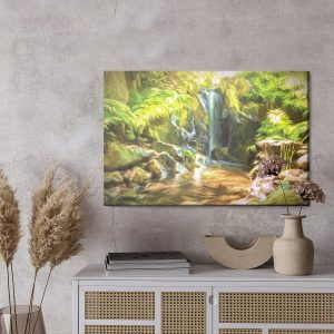 Peinture sur toile Une Cascade Dans La Jungle Comme Une Cascade Peinte – Image 3
