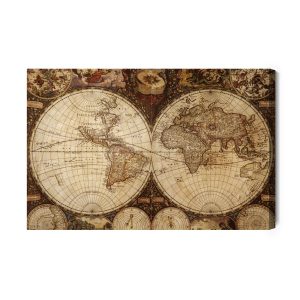 Peinture sur toile Ancienne Carte Du Monde – Image 2