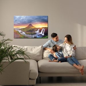 Peinture sur toile Cascades Islandaises Au Coucher Du Soleil – Image 7