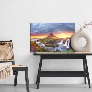 Peinture sur toile Cascades Islandaises Au Coucher Du Soleil – Image 6