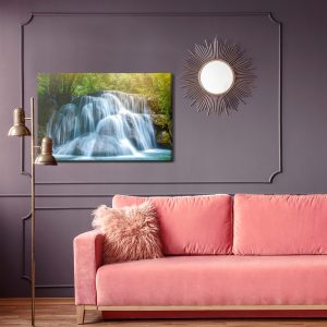 Peinture sur toile Cascade Au Milieu D'une Forêt 3D – Image 4