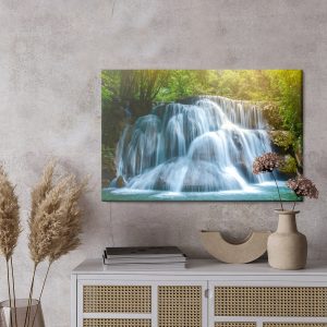 Peinture sur toile Cascade Au Milieu D'une Forêt 3D – Image 3