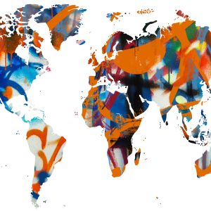 Peinture sur toile Mappemonde-Graffiti – Image 1