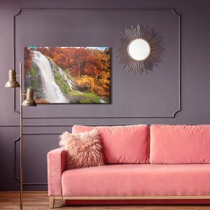 Peinture sur toile Vue 3D De La Cascade Dans La Forêt D'automne – Image 4