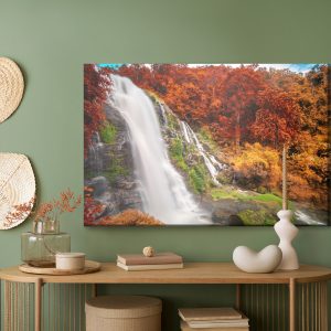 Peinture sur toile Vue 3D De La Cascade Dans La Forêt D'automne – Image 5
