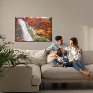 Peinture sur toile Vue 3D De La Cascade Dans La Forêt D'automne – Image 7