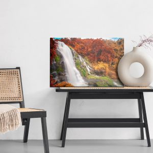 Peinture sur toile Vue 3D De La Cascade Dans La Forêt D'automne – Image 6