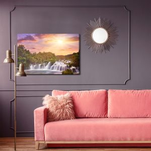 Peinture sur toile Coucher De Soleil Sur Une Cascade Croate – Image 4