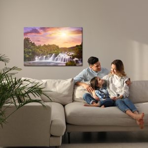 Peinture sur toile Coucher De Soleil Sur Une Cascade Croate – Image 7