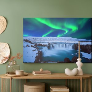Peinture sur toile Aurores Boréales Au-Dessus De La Cascade – Image 5