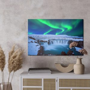 Peinture sur toile Aurores Boréales Au-Dessus De La Cascade – Image 3