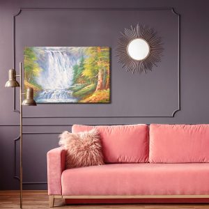 Peinture sur toile La Cascade Dans Les Montagnes Peinte – Image 4
