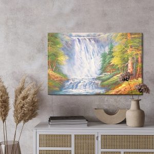 Peinture sur toile La Cascade Dans Les Montagnes Peinte – Image 3