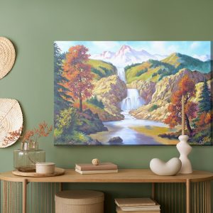 Peinture sur toile Une Cascade D'automne Comme Une Cascade Peinte – Image 5