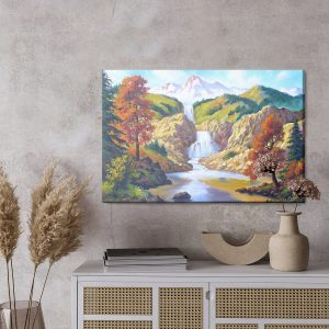 Peinture sur toile Une Cascade D'automne Comme Une Cascade Peinte – Image 3