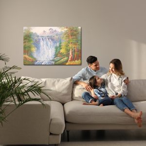 Peinture sur toile La Cascade Dans Les Montagnes Peinte – Image 7