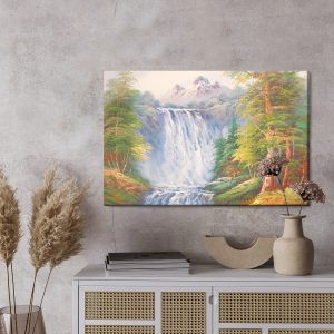 Peinture sur toile La Cascade Dans Les Montagnes Peinte – Image 3