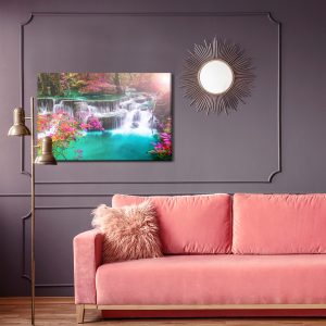 Peinture sur toile La Cascade Dans Une Forêt Colorée – Image 4