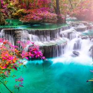 Peinture sur toile La Cascade Dans Une Forêt Colorée – Image 1