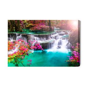 Peinture sur toile La Cascade Dans Une Forêt Colorée – Image 2
