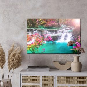 Peinture sur toile La Cascade Dans Une Forêt Colorée – Image 3