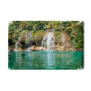 Peinture sur toile Une Vue De La Cascade Peinte À L'aquarelle – Image 2