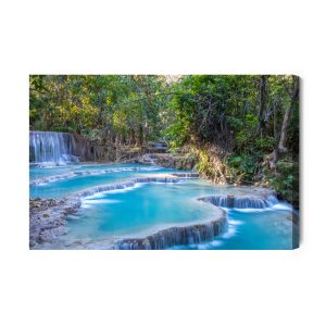 Peinture sur toile Vue De La Cascade De Kuang Si Au Laos – Image 2