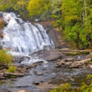 Peinture sur toile Une Chute D'eau Dans La Forêt Peinte – Image 1