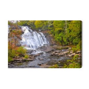 Peinture sur toile Une Chute D'eau Dans La Forêt Peinte – Image 2