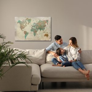 Peinture sur toile Carte Du Monde Vintage – Image 7