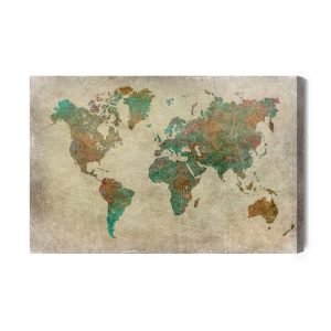 Peinture sur toile Carte Du Monde Vintage – Image 2