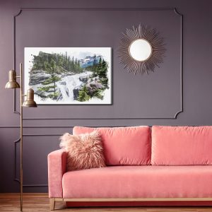 Peinture sur toile Cascade Dans Les Montagnes Aquarelle – Image 4