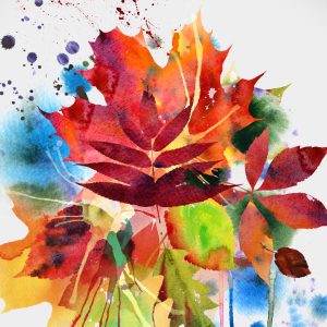 Peinture sur toile Feuilles D'automne Colorées Peintes À L'aquarelle – Image 1