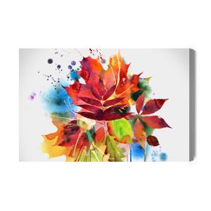 Peinture sur toile Feuilles D'automne Colorées Peintes À L'aquarelle – Image 2