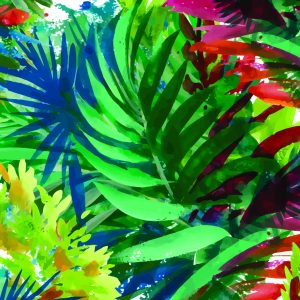 Peinture sur toile Feuilles Tropicales Colorées Comme Peintes – Image 1