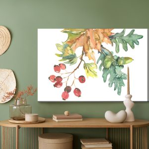 Peinture sur toile Feuilles Et Fruits D'automne Peints À L'aquarelle – Image 5