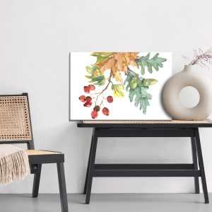 Peinture sur toile Feuilles Et Fruits D'automne Peints À L'aquarelle – Image 6