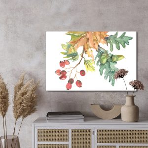 Peinture sur toile Feuilles Et Fruits D'automne Peints À L'aquarelle – Image 3