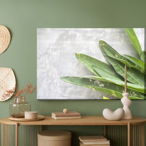 Peinture sur toile Feuilles Vertes Sur Fond De Béton – Image 5
