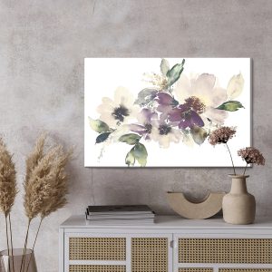 Peinture sur toile Feuilles Et Fleurs Peintes À L'aquarelle – Image 3