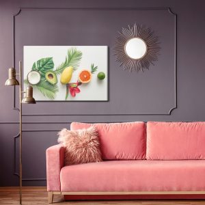 Peinture sur toile Feuilles Et Fruits Tropicaux Colorés – Image 4